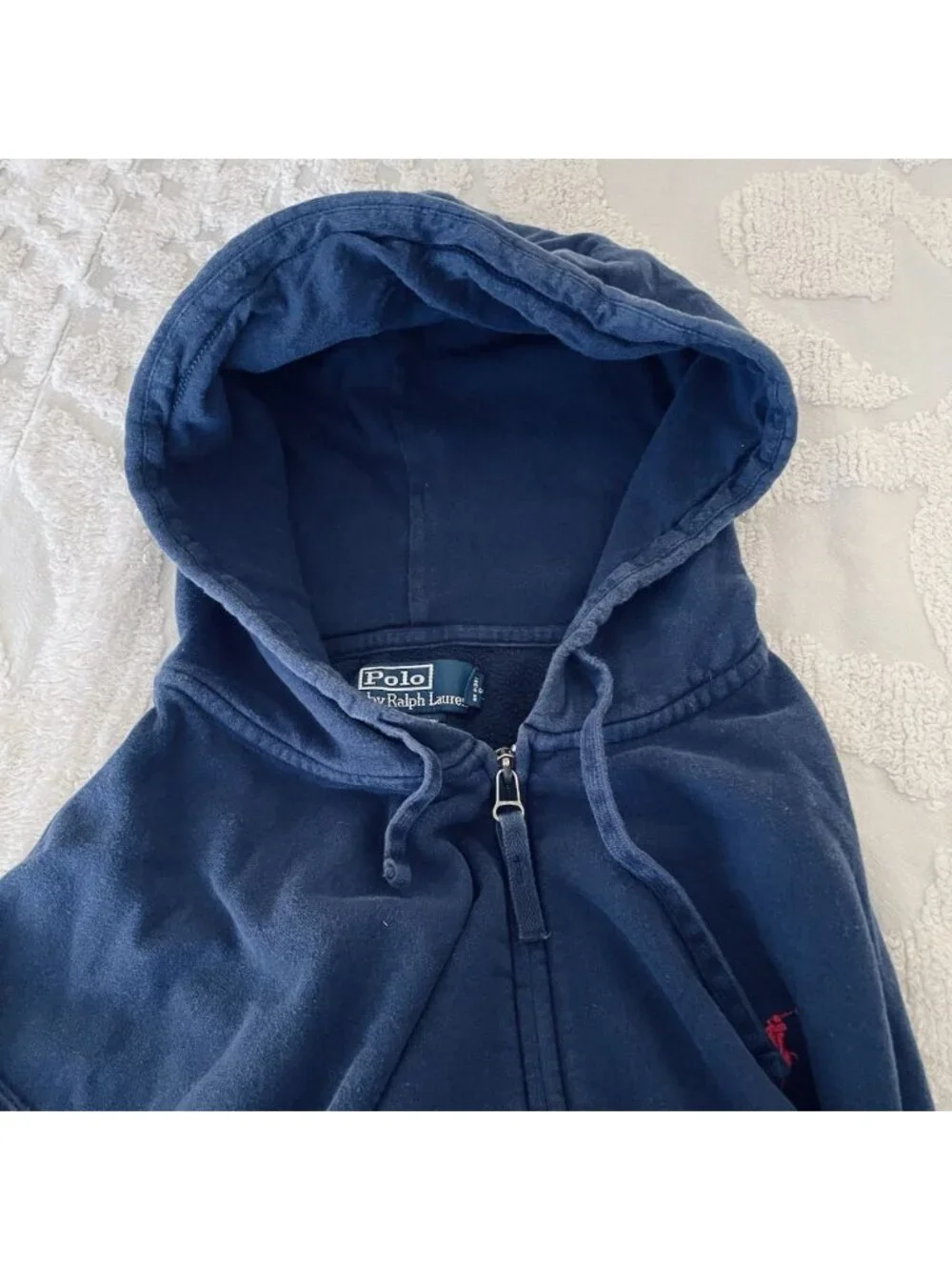 VTG Polo Ralph Lauren Full Zip Fleece Hoodie Men's XL Navy Blue Hype PRL 90’s